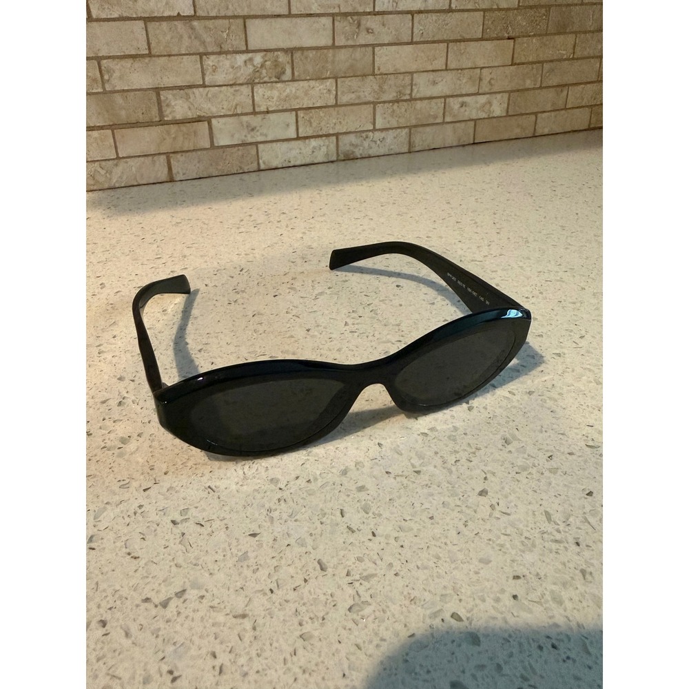 Prada Symbole Sunglasses SPR 26Z 16K-08Z Black Oval Grey Lens Women's 55mm